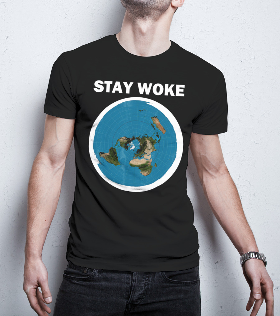 Stay Woke Flat Earth Map Representation T-Shirt