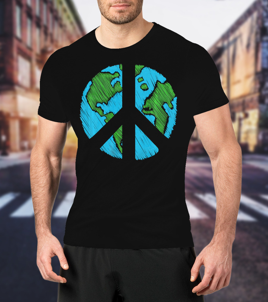 Retro Vintage Peace On Earth Day World Map T-Shirt