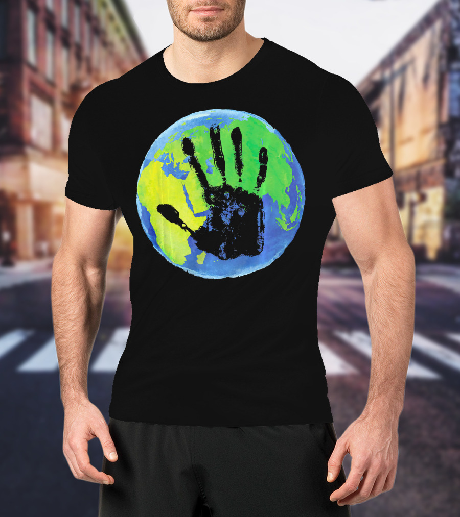 Earth Day Globe With Handprint Nature Conservation T-Shirt