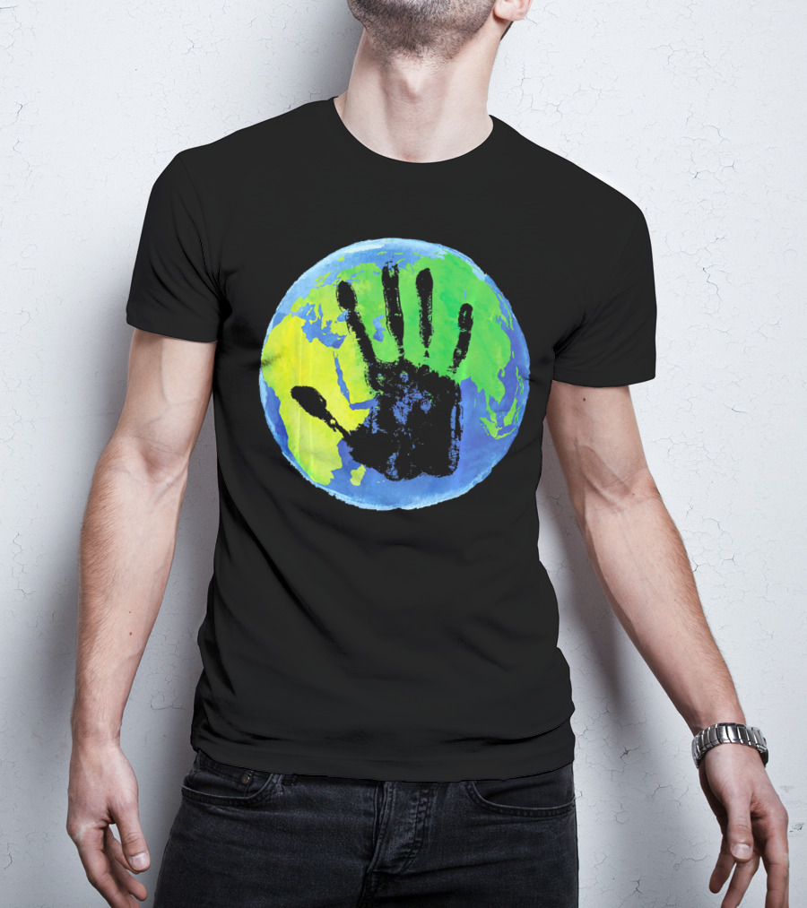 Earth Day Globe With Handprint Nature Conservation T-Shirt