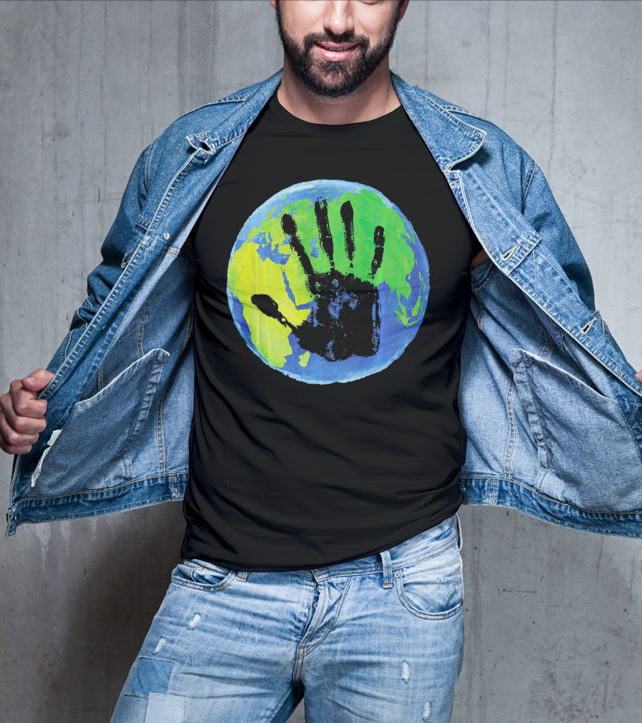 Earth Day Globe With Handprint Nature Conservation T-Shirt