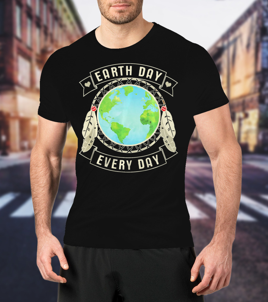 Earth Day Every Day Dreamcatcher Globe Feathers T-Shirt