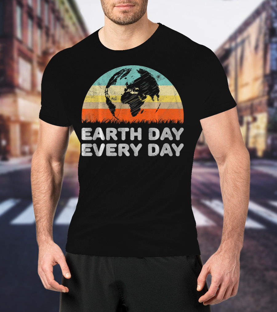 Earth Day Every Day Retro Environmental Stripes T-Shirt