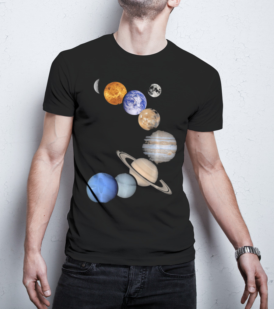Planet Solar System Earth Moon Sun Mars Jupiter Saturn Neptune Uranus T-Shirt