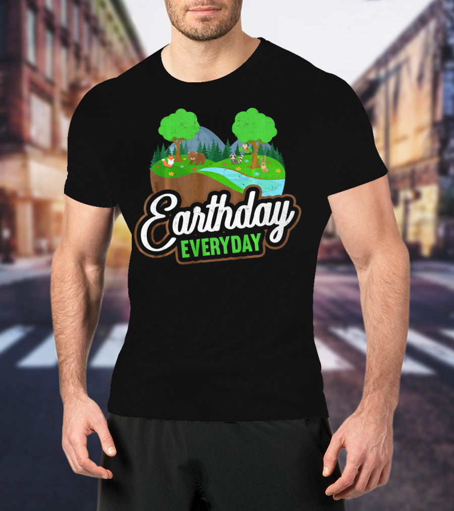 Earth Day Every Day Conservation Wildlife Nature Scene T-Shirt