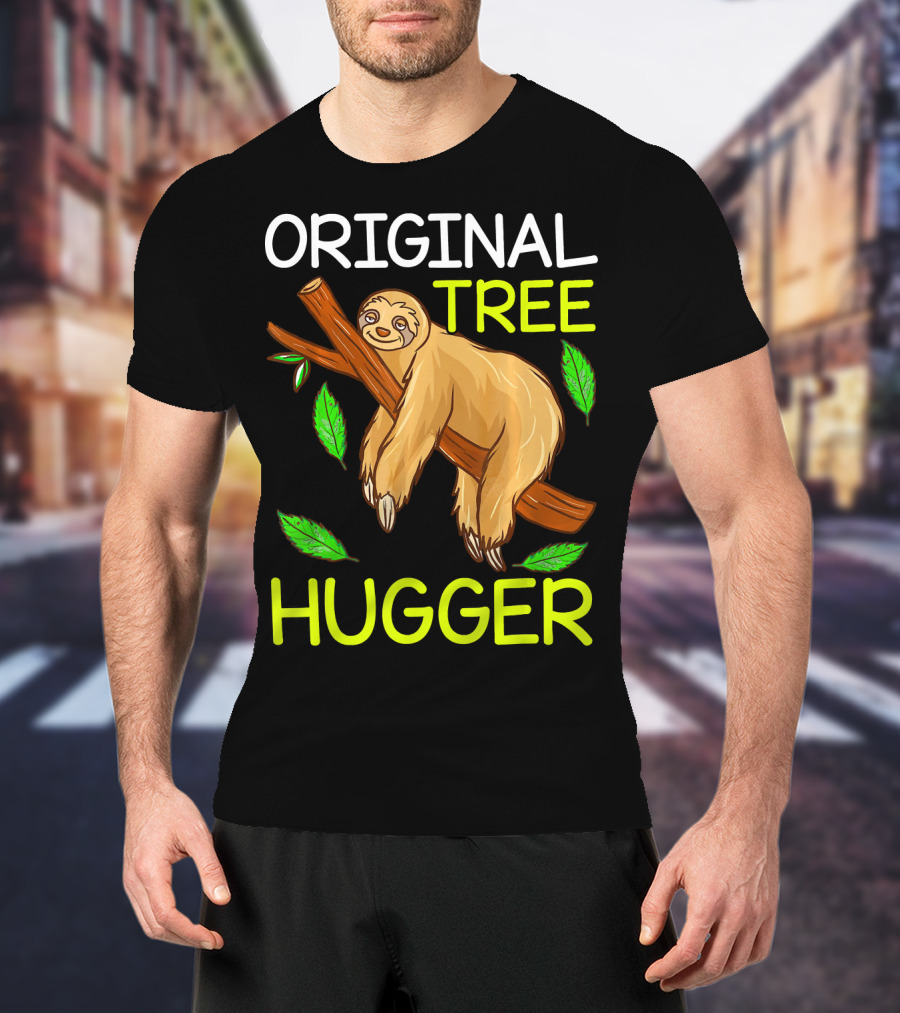 Original Tree Hugger Sloth Environmental Climate T-Shirt