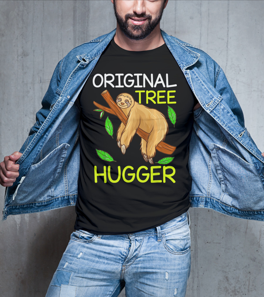 Original Tree Hugger Sloth Environmental Climate T-Shirt