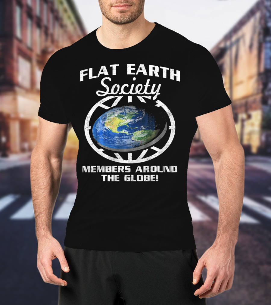 Flat Earth Society Members Around The Globe Planet Map T-Shirt