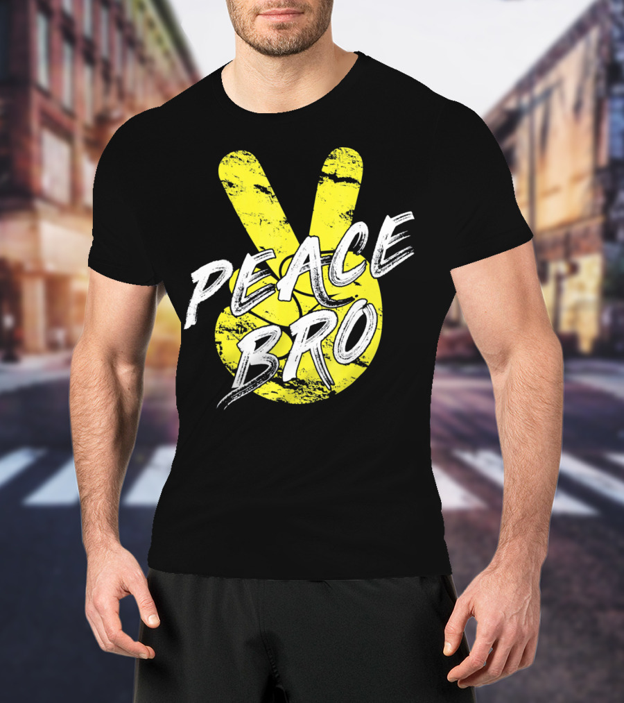 PEACE Bro Peace Sign Yellow Tex T-Shirt