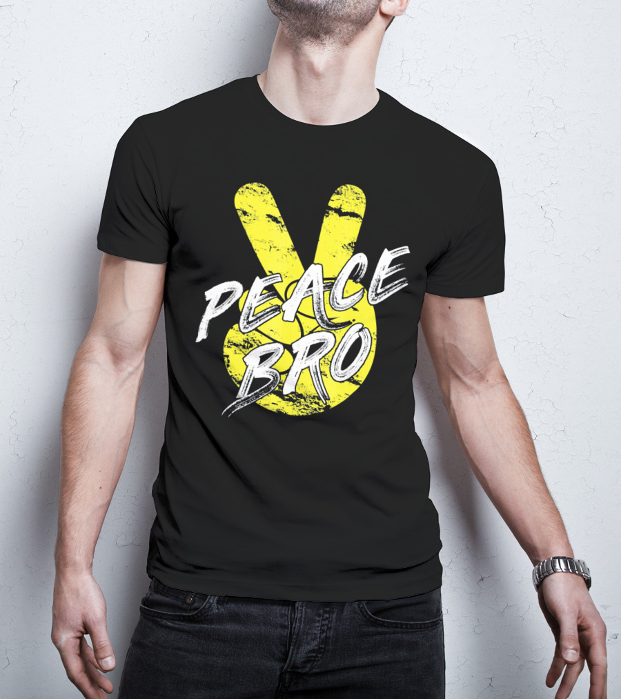 PEACE Bro Peace Sign Yellow Tex T-Shirt