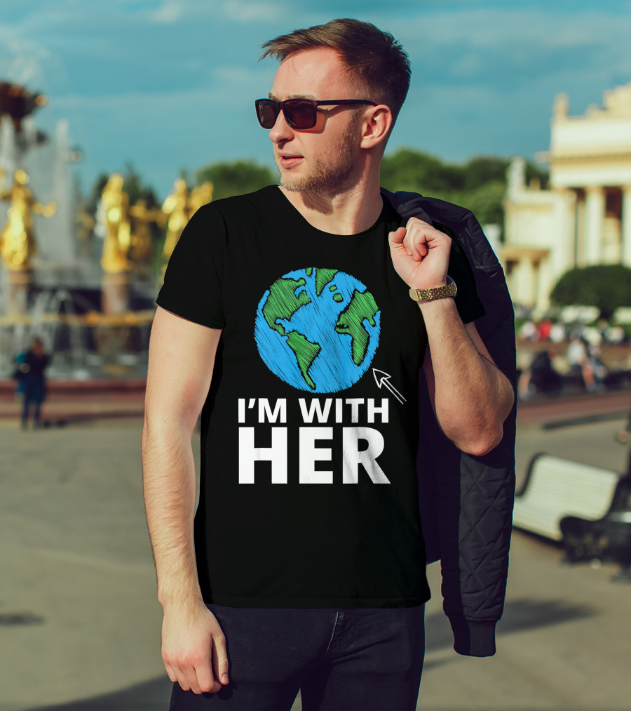 I'm With Her Earth Planet Arrow Earth T-Shirt