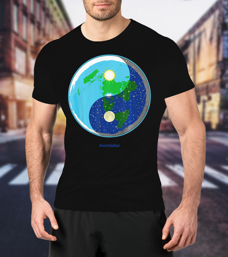 Ying Yang Flat Earth Truther #earthisflat Sun And Moon T-Shirt