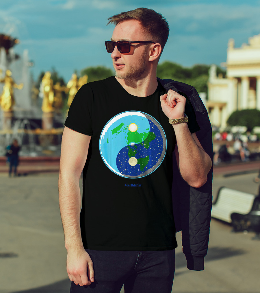 Ying Yang Flat Earth Truther #earthisflat Sun And Moon T-Shirt