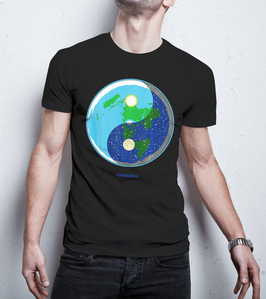 Ying Yang Flat Earth Truther #earthisflat Sun And Moon T-Shirt