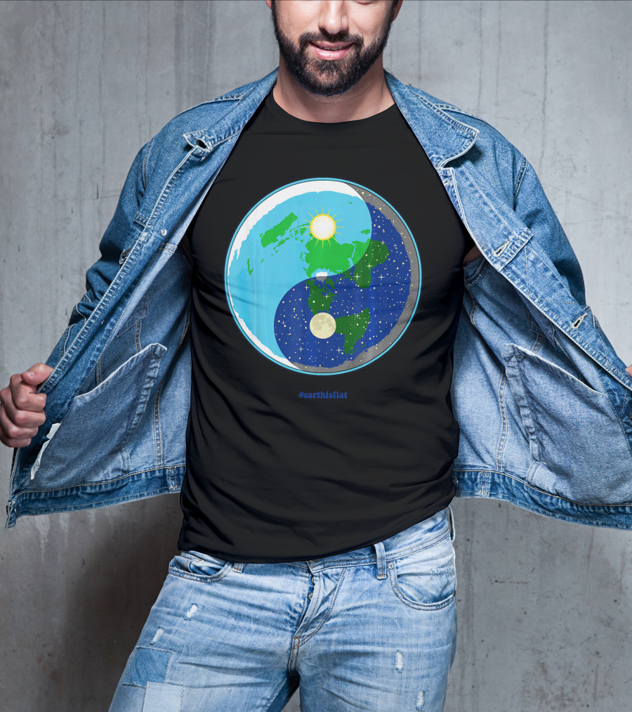 Ying Yang Flat Earth Truther #earthisflat Sun And Moon T-Shirt