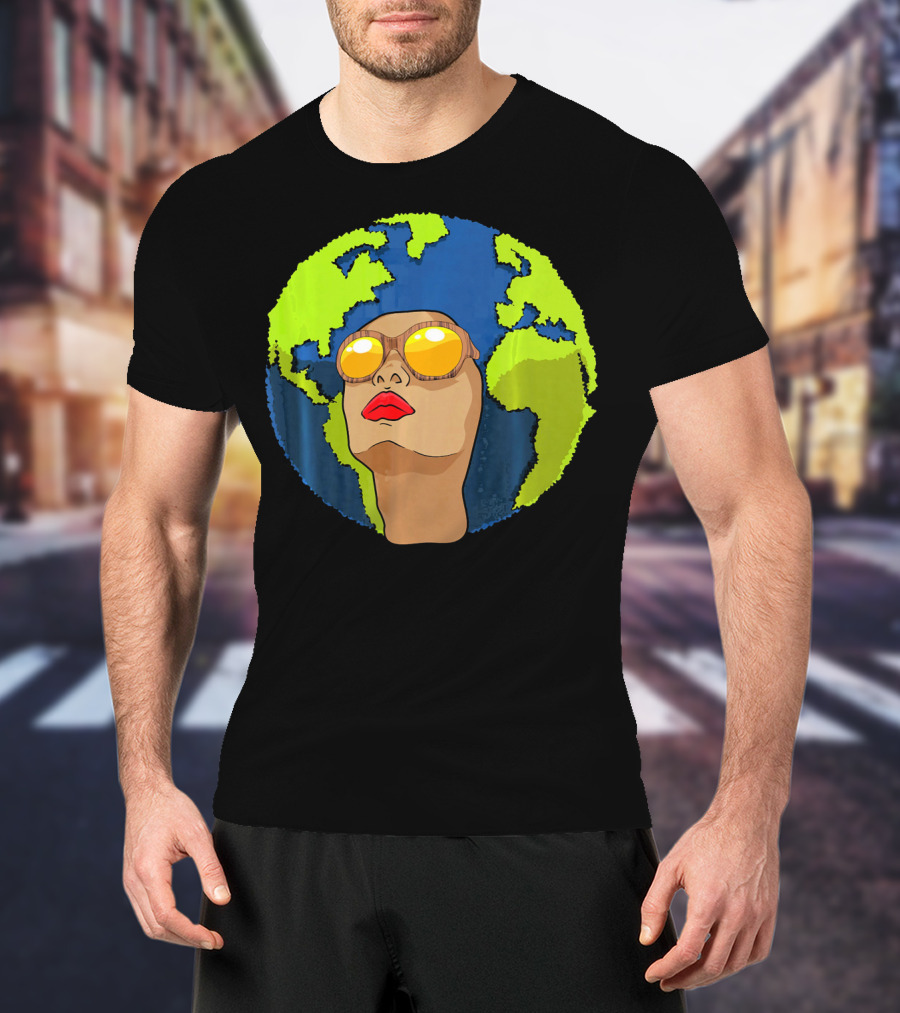 Arbor Mother Earth Day Sunglasses Reflection Globe Face T-Shirt