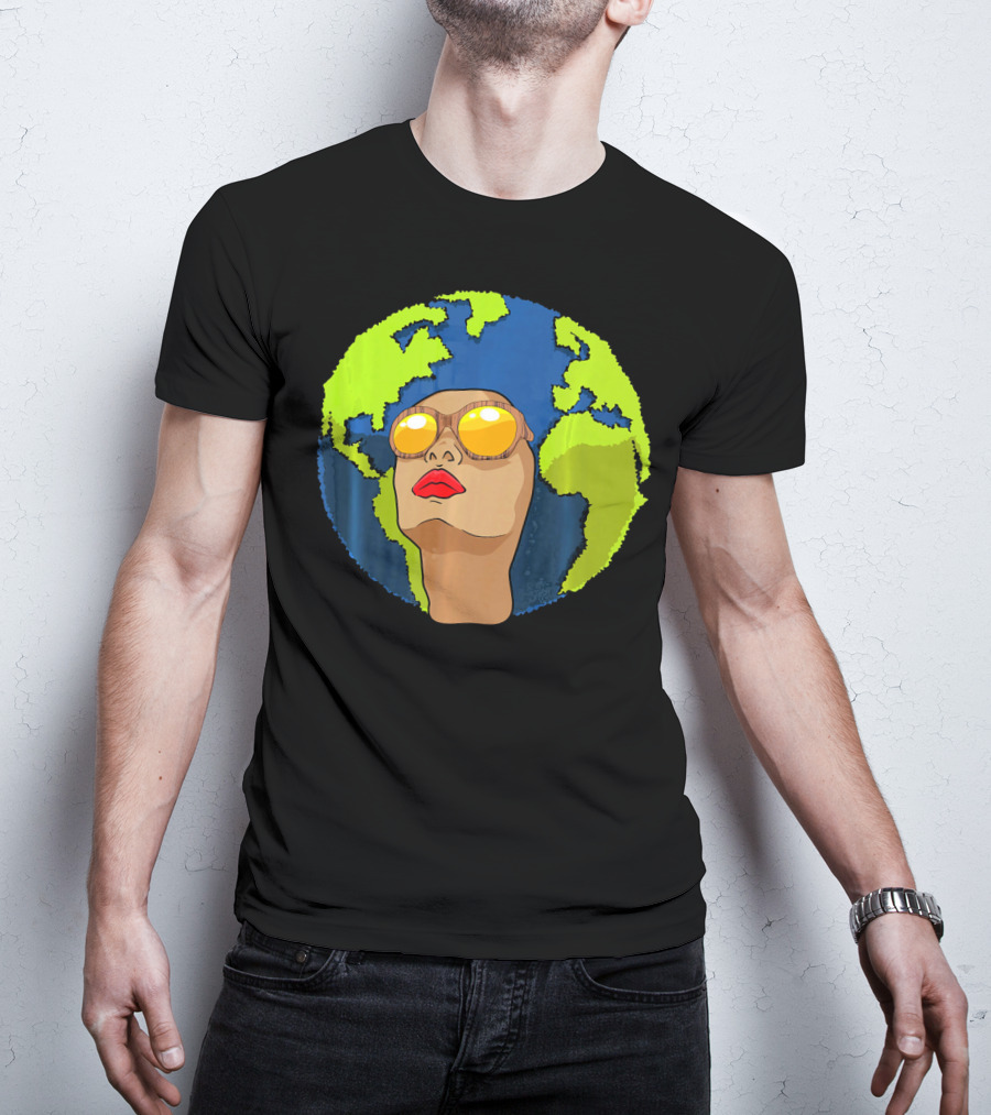 Arbor Mother Earth Day Sunglasses Reflection Globe Face T-Shirt