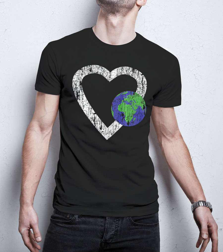 I Love Planet Earth Day Climate Change Heart World T-Shirt