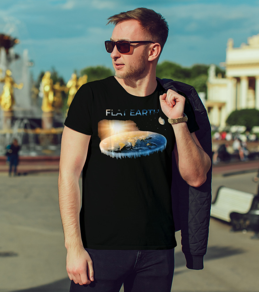 Flat Earth Dome Map With Sun And Moon T-Shirt