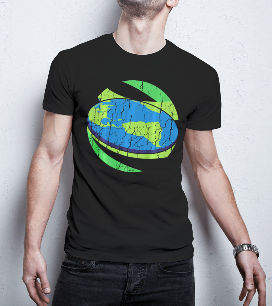 Flat Earth Flat Earther Planet Cracked Globe T-Shirt