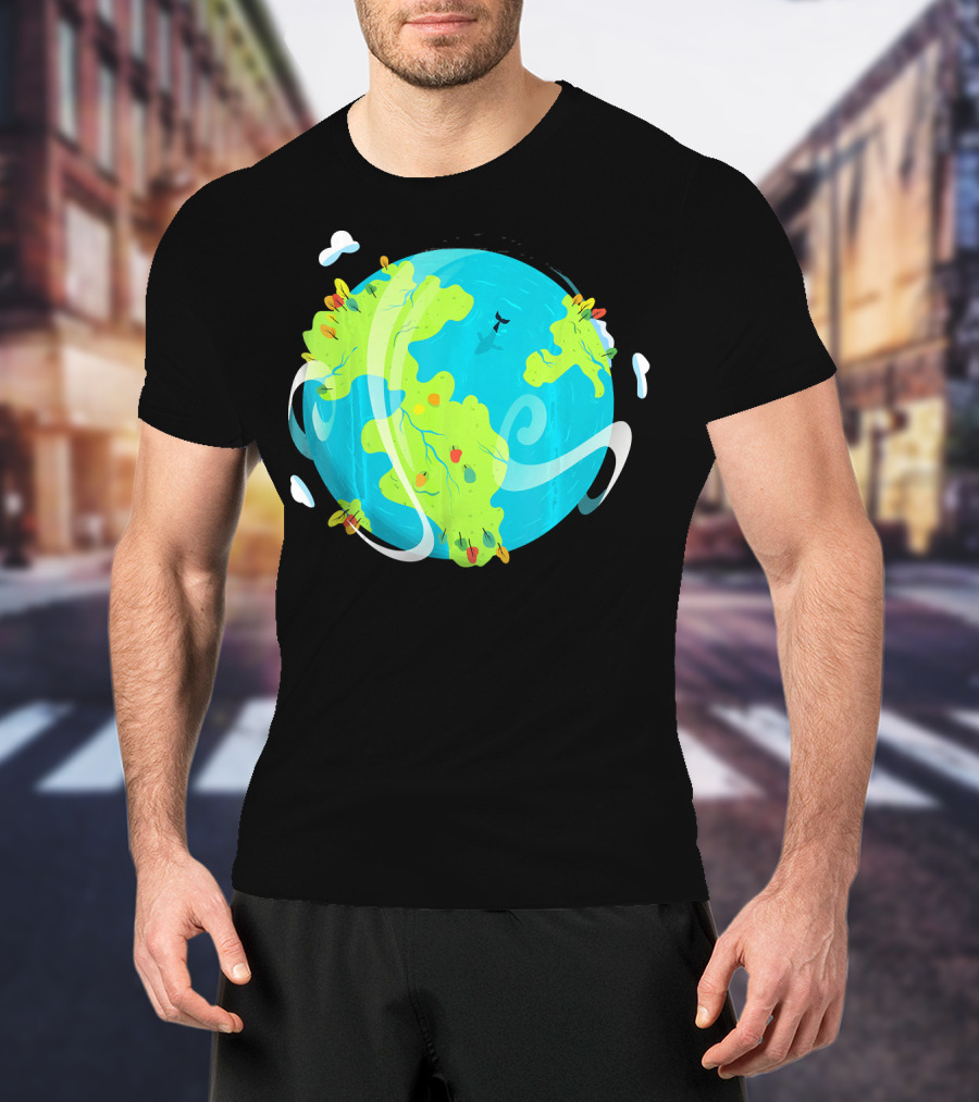 Earth Day Mother Planet Tree Dolphin Scenic Globe T-Shirt