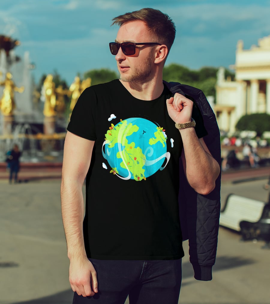 Earth Day Mother Planet Tree Dolphin Scenic Globe T-Shirt