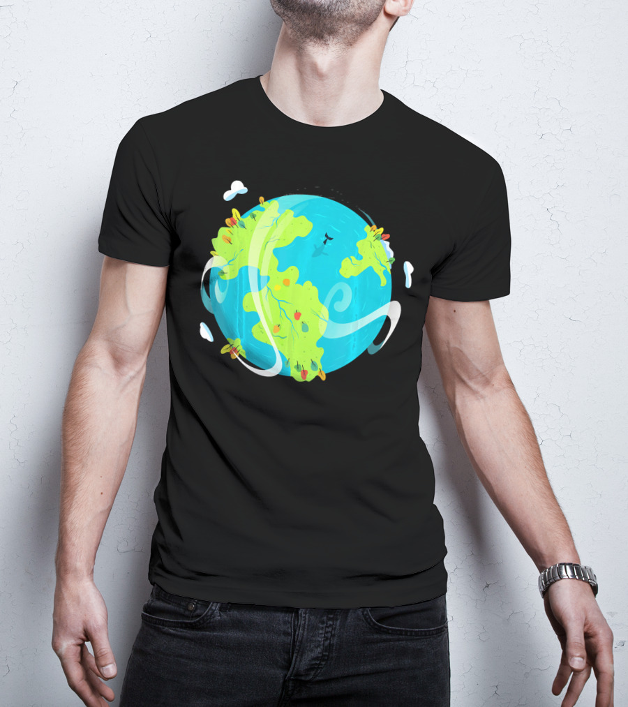 Earth Day Mother Planet Tree Dolphin Scenic Globe T-Shirt