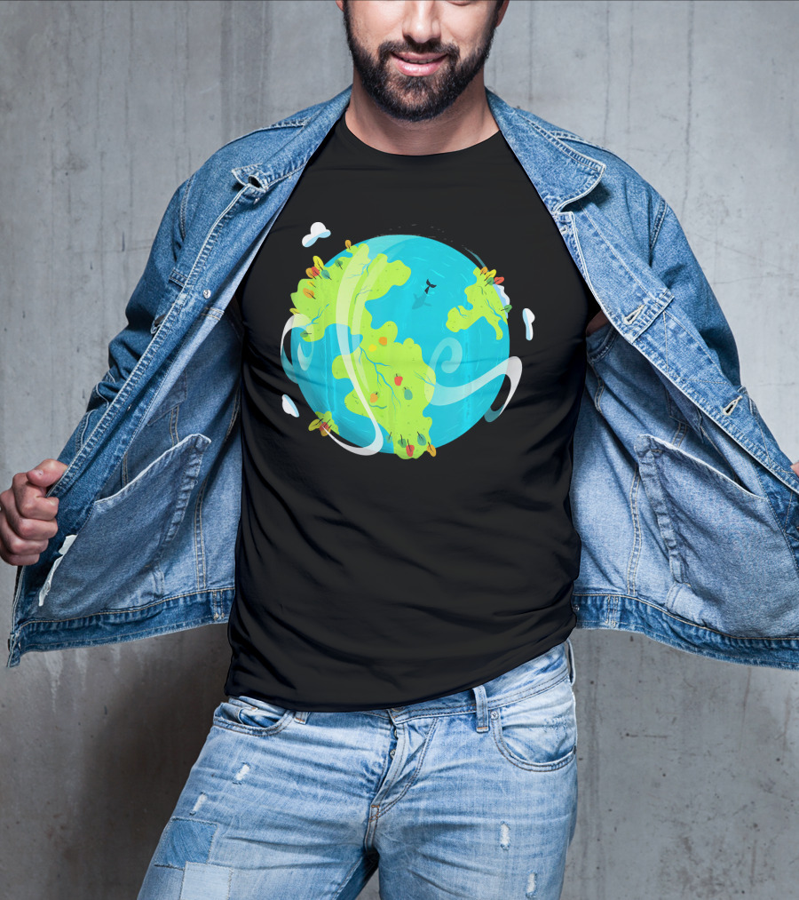 Earth Day Mother Planet Tree Dolphin Scenic Globe T-Shirt