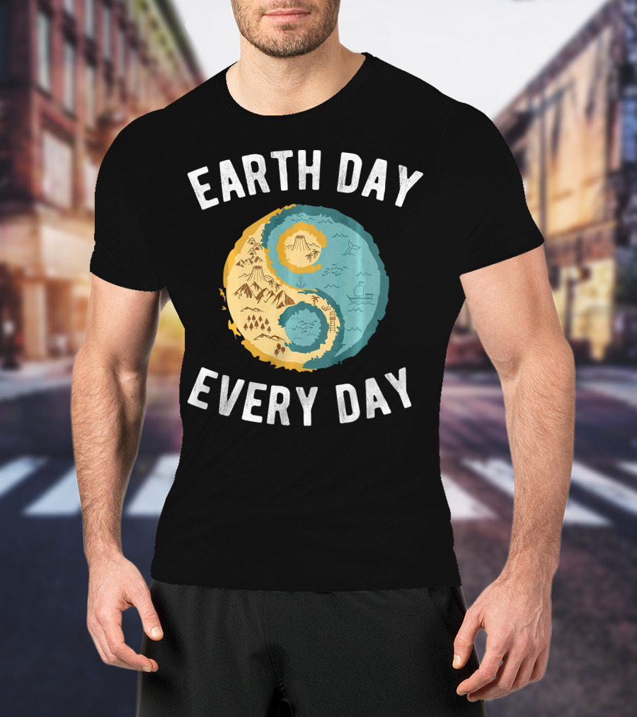 Earth Day Every Day Yin Yang Yog Nature Elements T-Shirt