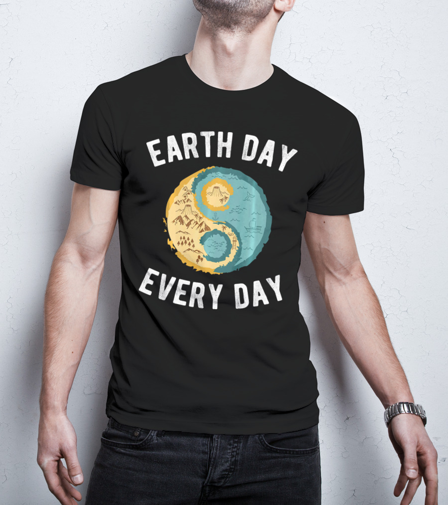 Earth Day Every Day Yin Yang Yog Nature Elements T-Shirt