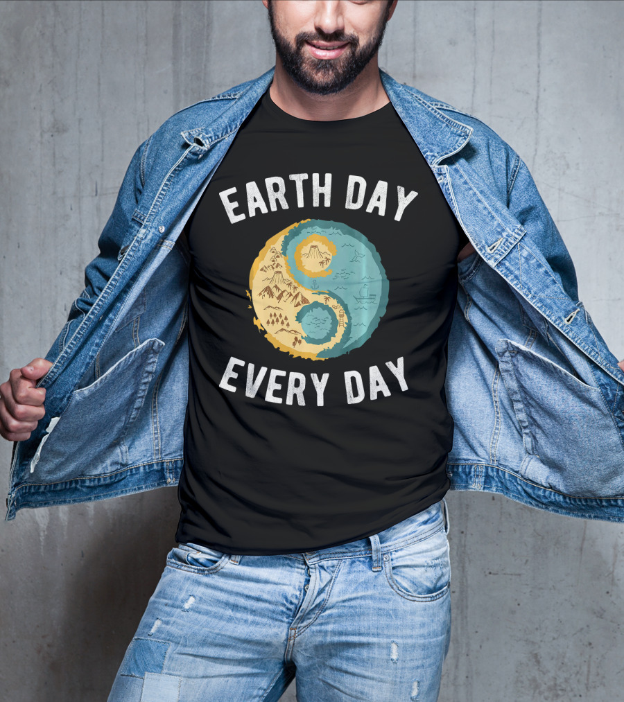 Earth Day Every Day Yin Yang Yog Nature Elements T-Shirt