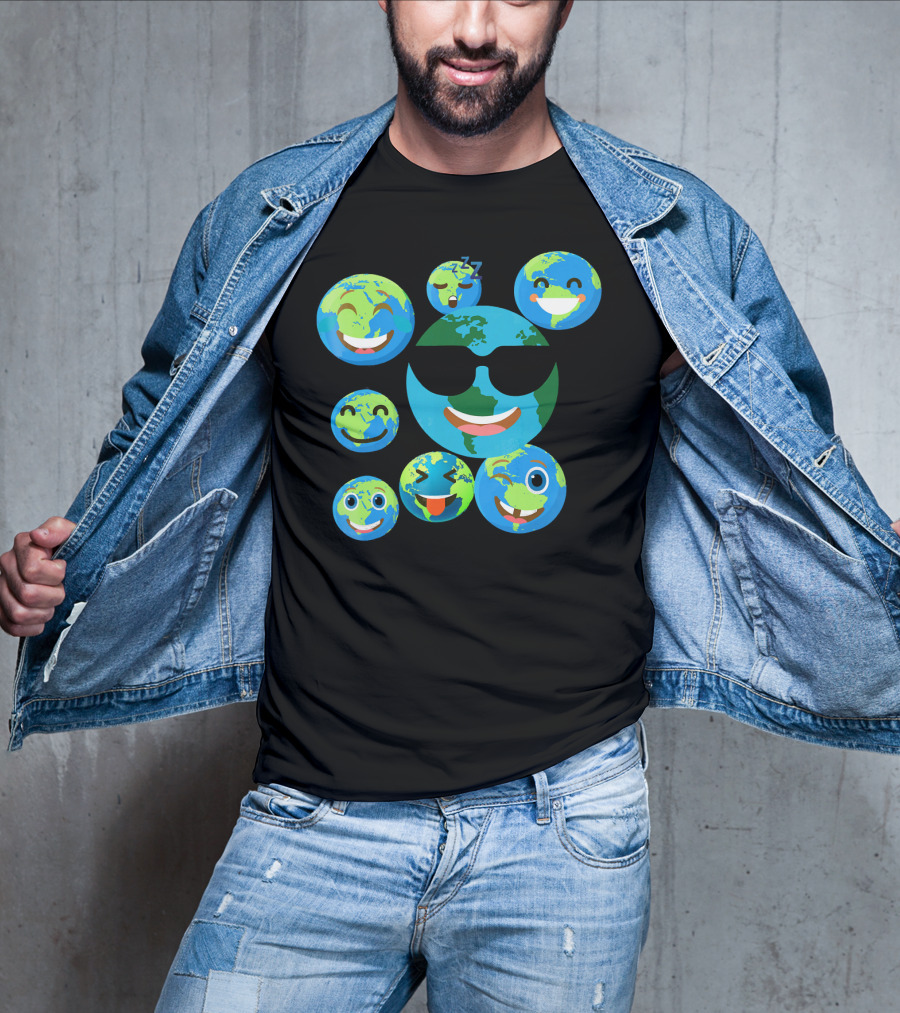 Cute Earth Emoji Smileys Emotion Faces T-Shirt