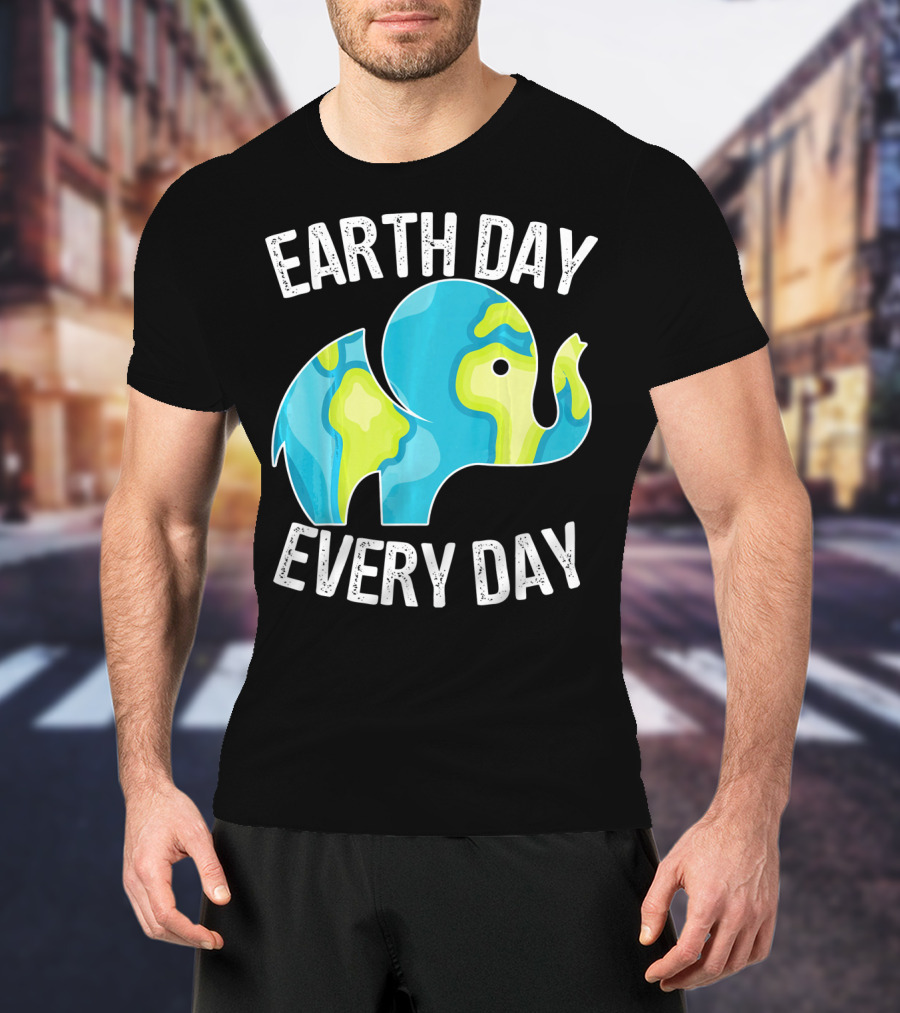 Earth Day Every Day Elephant Vintage Earth T-Shirt