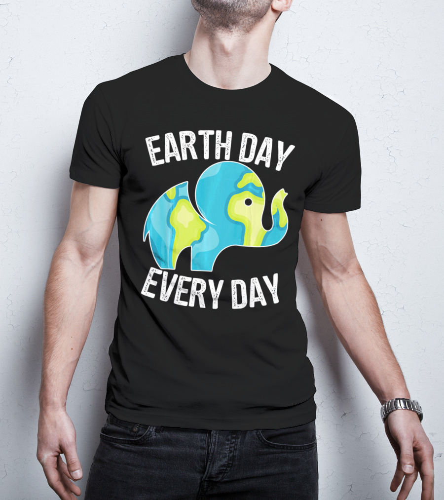 Earth Day Every Day Elephant Vintage Earth T-Shirt