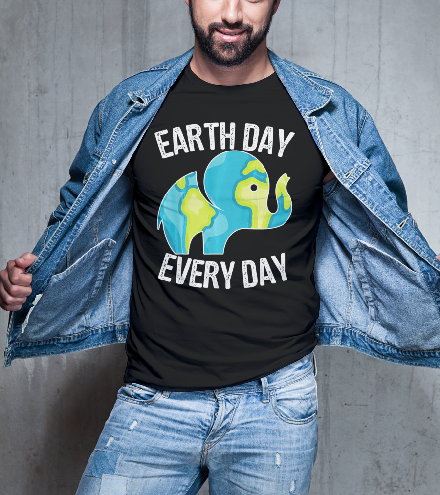 Earth Day Every Day Elephant Vintage Earth T-Shirt