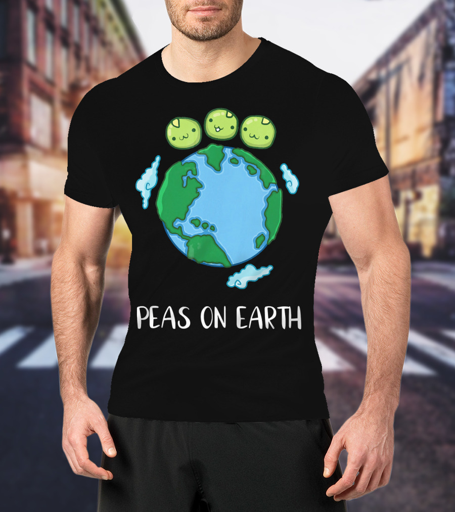Peas On Earth Funny Peace Globe Cartoon T-Shirt