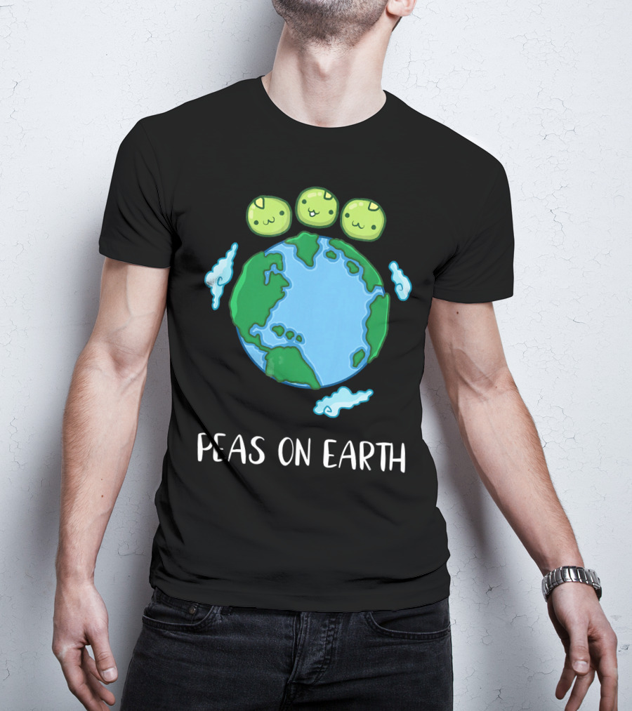 Peas On Earth Funny Peace Globe Cartoon T-Shirt
