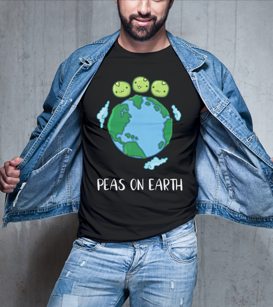 Peas On Earth Funny Peace Globe Cartoon T-Shirt