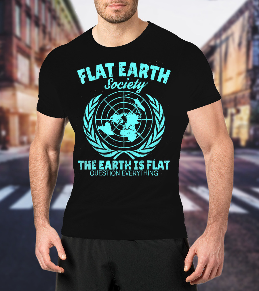 Flat Earth Society Baby Blue Retro Vintage Earth Is Flat Question Everything T-Shirt