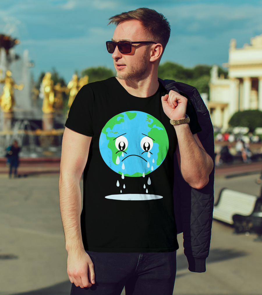 Sad Earth Crying Environmental Green Planet T-Shirt