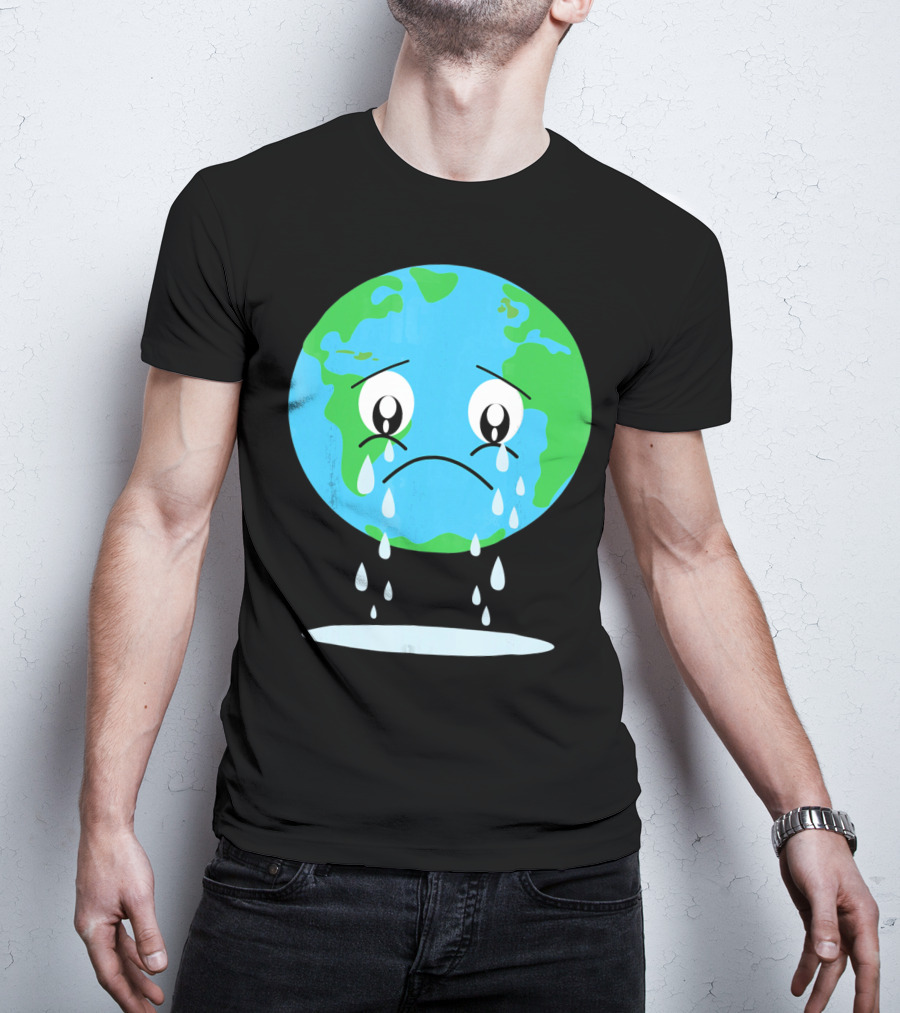 Sad Earth Crying Environmental Green Planet T-Shirt