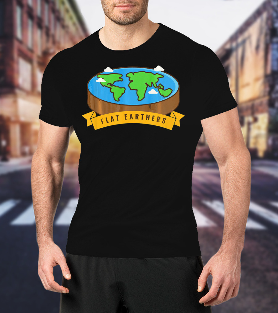 Flat Earthers Flat Earth Society Earth Disc Banner T-Shirt