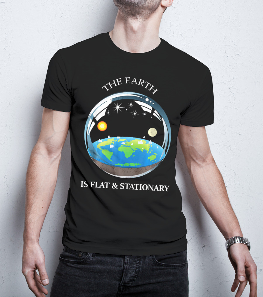 The Earth Is Flat And Stationary With Sun Moon And Stars T-Shirt