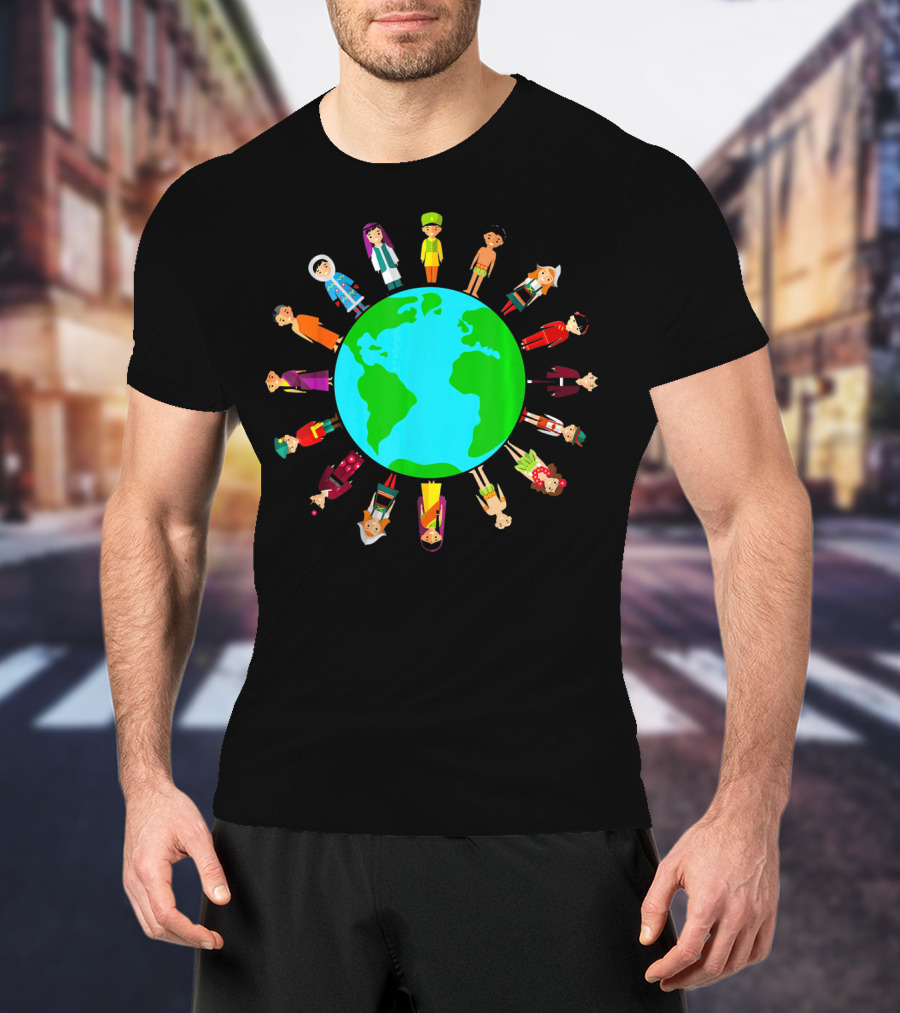 Happy Earth Day Global Unity With Diverse People Around The World T-Shirt