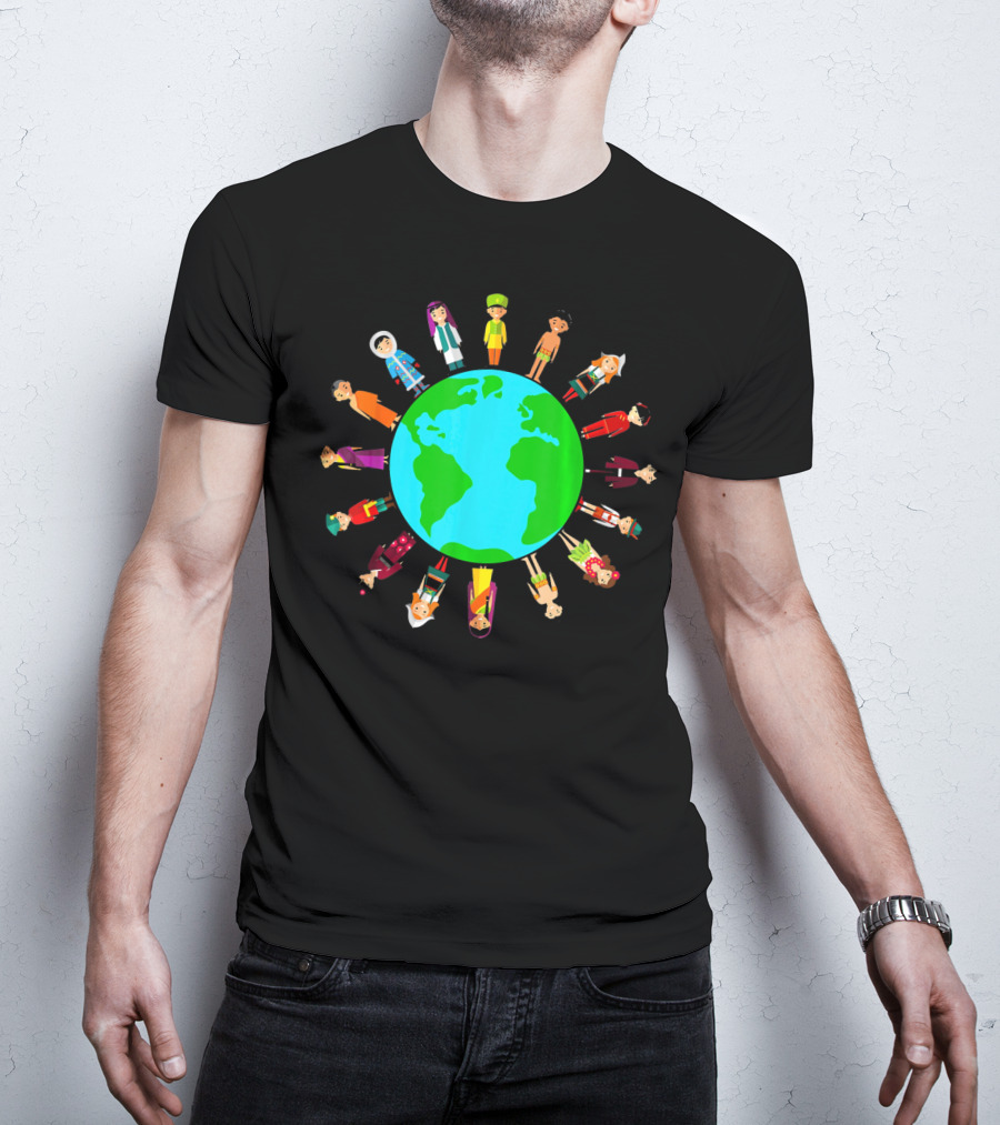 Happy Earth Day Global Unity With Diverse People Around The World T-Shirt