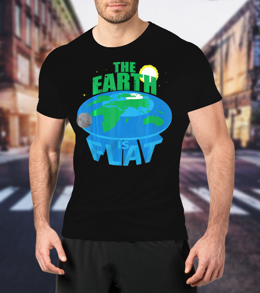 The Earth Is Flat Moon Sun Stars T-Shirt