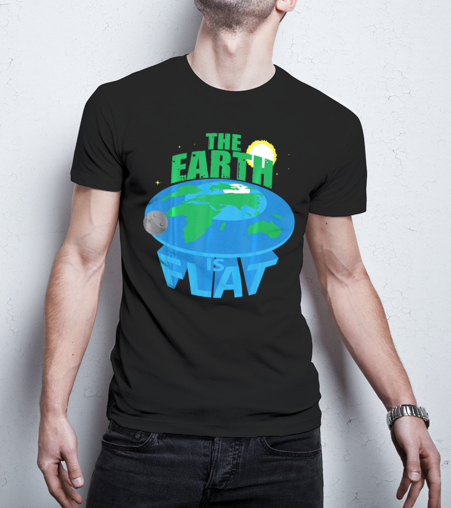 The Earth Is Flat Moon Sun Stars T-Shirt