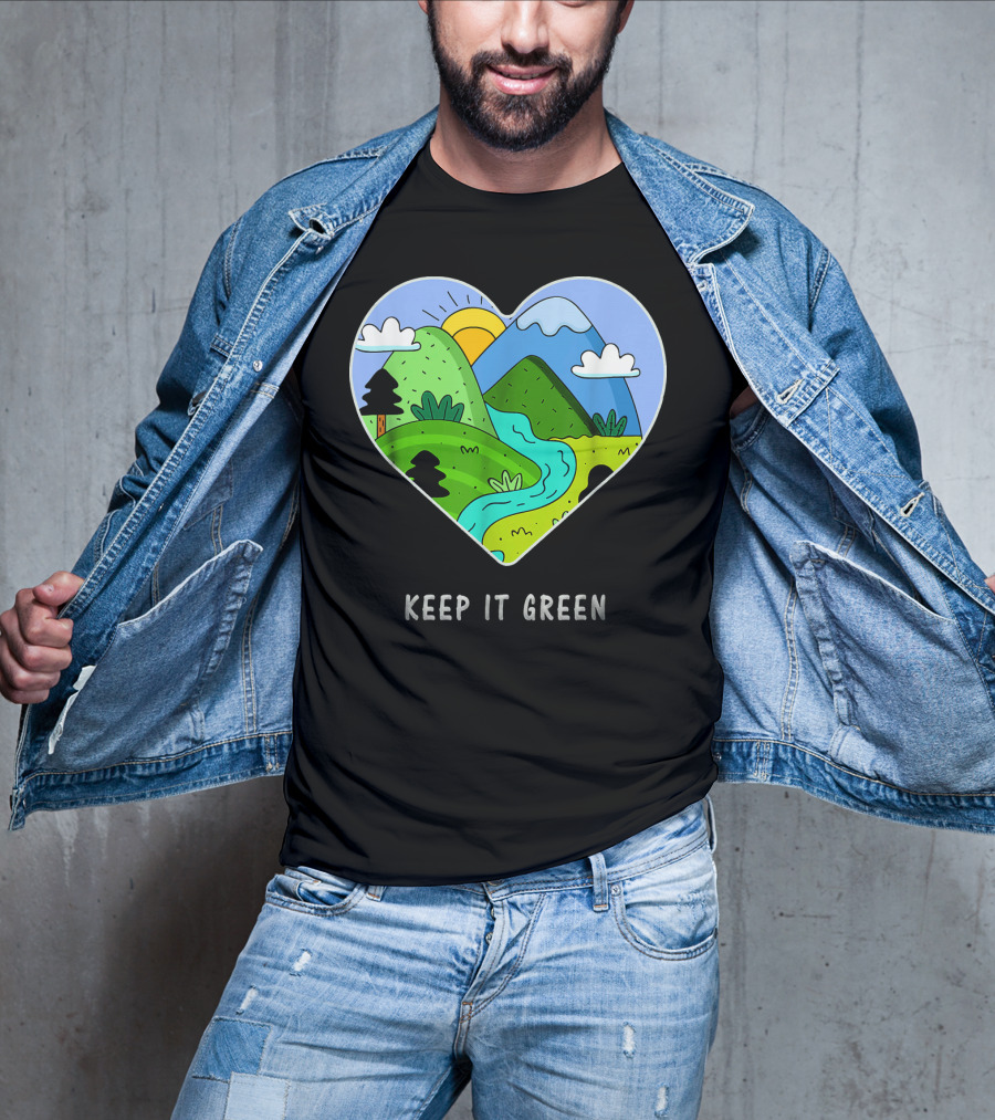 Keep It Green Heart Landscape Nature Scene T-Shirt