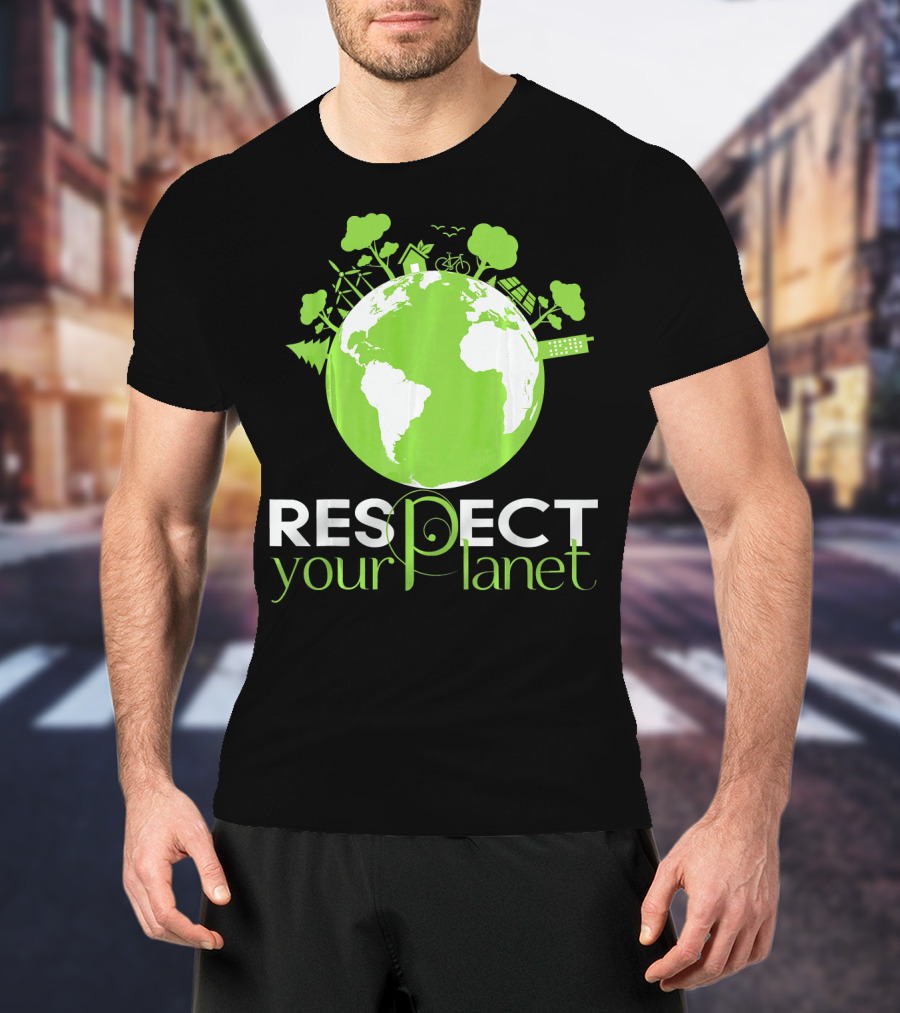 Respect Your Planet Earth Day Green Eco Symbols T-Shirt