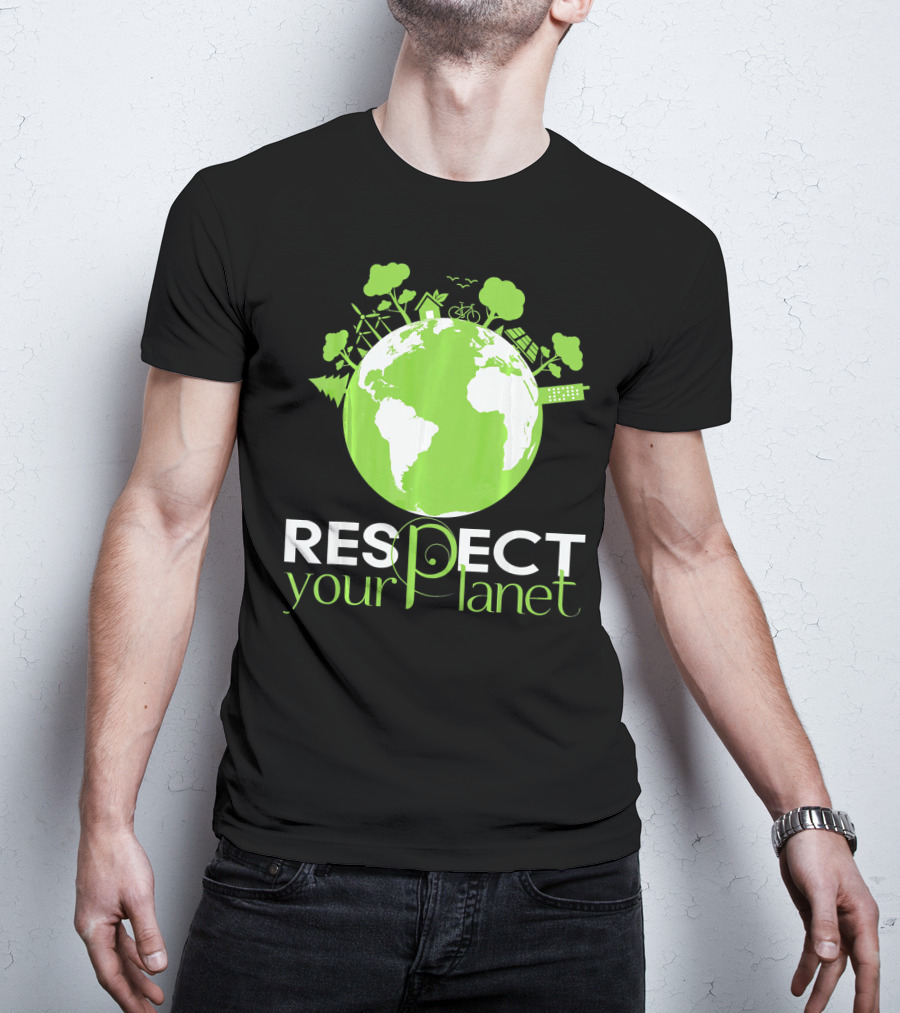 Respect Your Planet Earth Day Green Eco Symbols T-Shirt